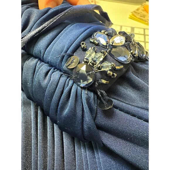 Cache One Shoulder Maxi Dress Womens Size 8 Blue Ombre Beaded Embellishments - Picture 9 of 9